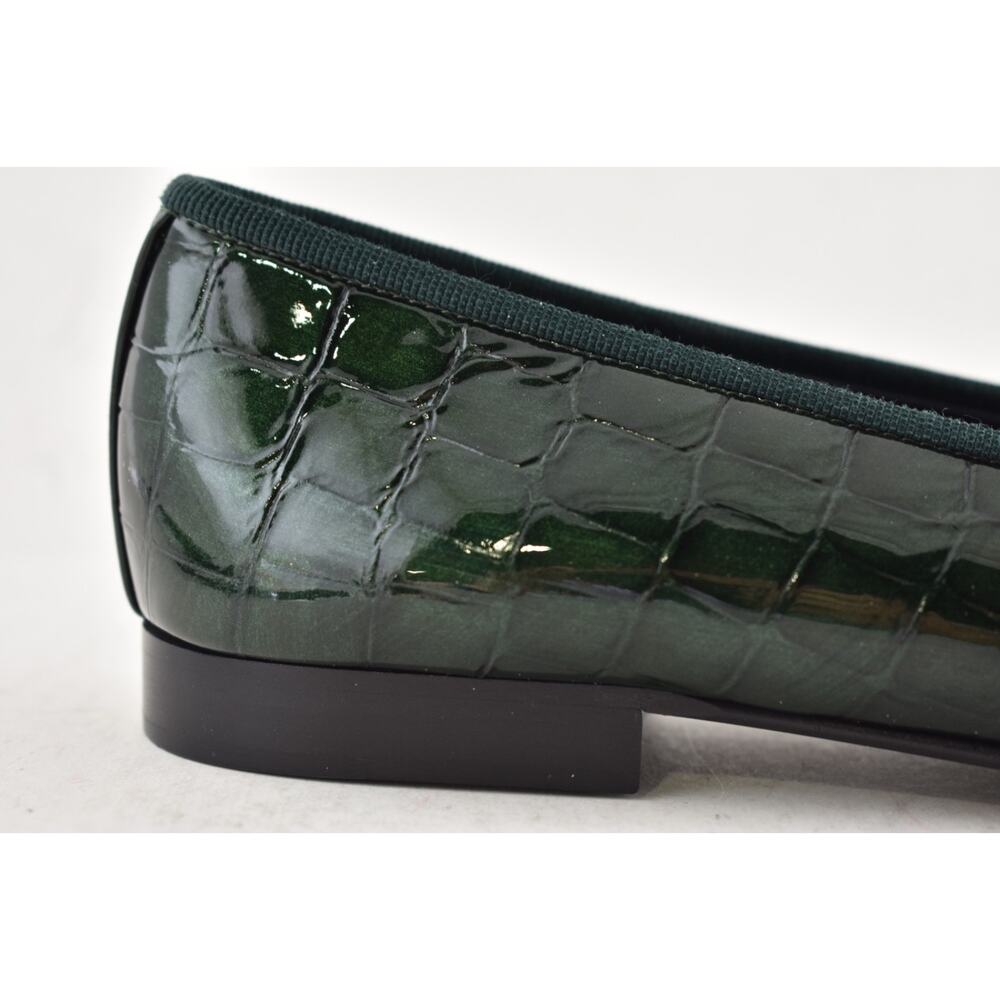 Chanel 26A Dark Green Black Crocodile Patent CC Logo Ballet Ballerina Flat 37.5 - Picture 9 of 16